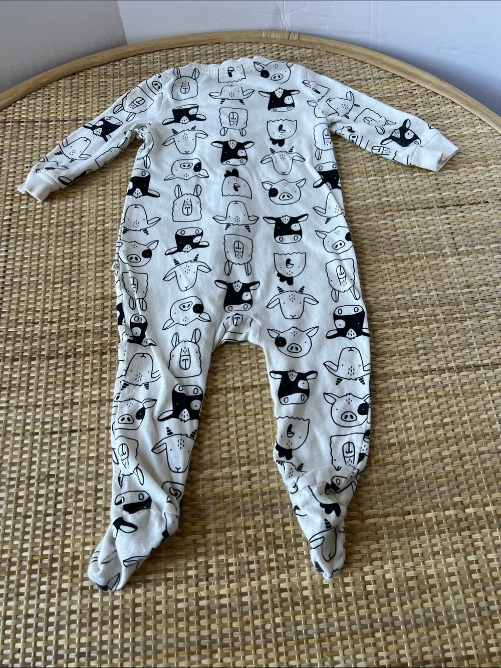 Baby Gap Organic Cotton Footed Onesie Unisex Baby Sleeper farm animal faces 6-9M